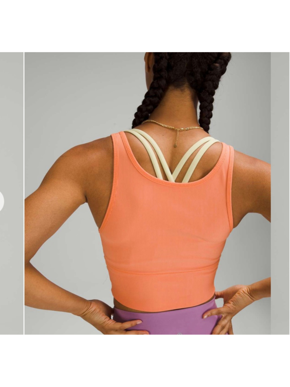 Lululemon Power Pivot Ribbed Tank Reversible 6 Orange Ribbed Workout - Picture 2 of 7
